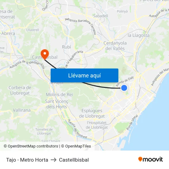 Tajo - Metro Horta to Castellbisbal map