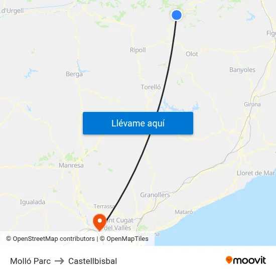 Molló Parc to Castellbisbal map