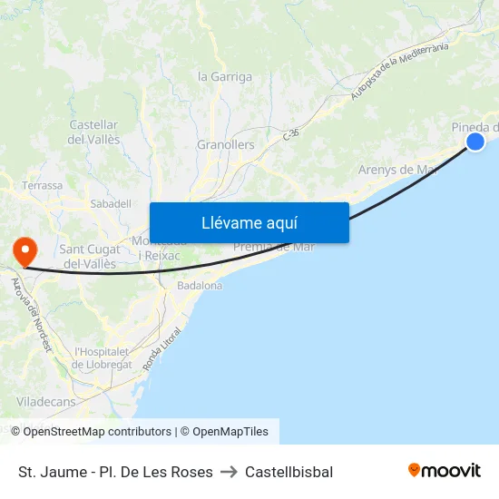 St. Jaume - Pl. De Les Roses to Castellbisbal map