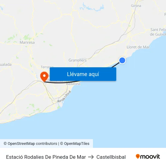 Estació Rodalies De Pineda De Mar to Castellbisbal map