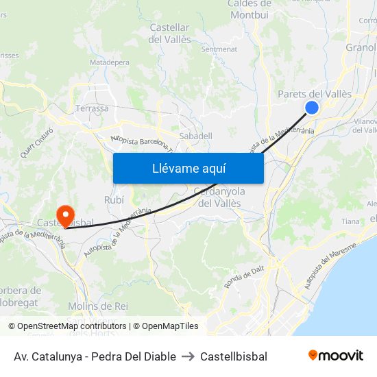 Av. Catalunya - Pedra Del Diable to Castellbisbal map