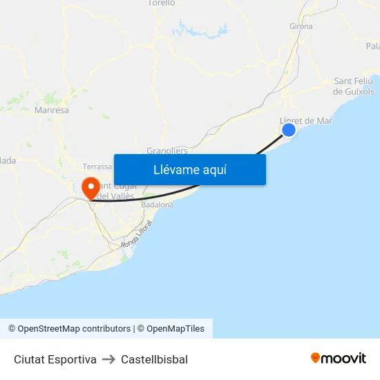 Ciutat Esportiva to Castellbisbal map