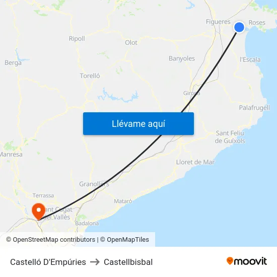 Castelló D'Empúries to Castellbisbal map