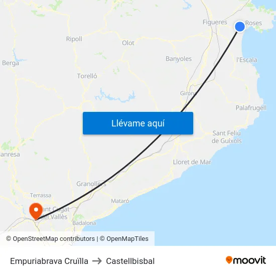 Empuriabrava Cruïlla to Castellbisbal map