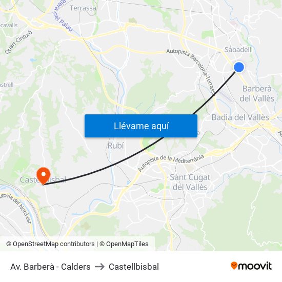 Av. Barberà - Calders to Castellbisbal map