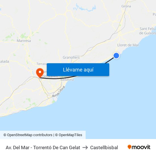 Av. Del Mar - Torrentó De Can Gelat to Castellbisbal map