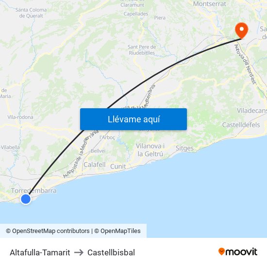 Altafulla-Tamarit to Castellbisbal map