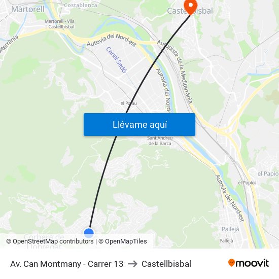 Av. Can Montmany - Carrer 13 to Castellbisbal map