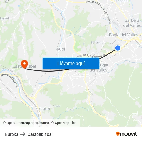 Eureka to Castellbisbal map