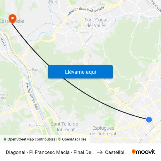 Diagonal - Pl Francesc Macià - Final De Trajecte to Castellbisbal map