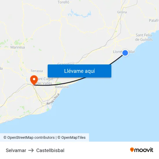 Selvamar to Castellbisbal map