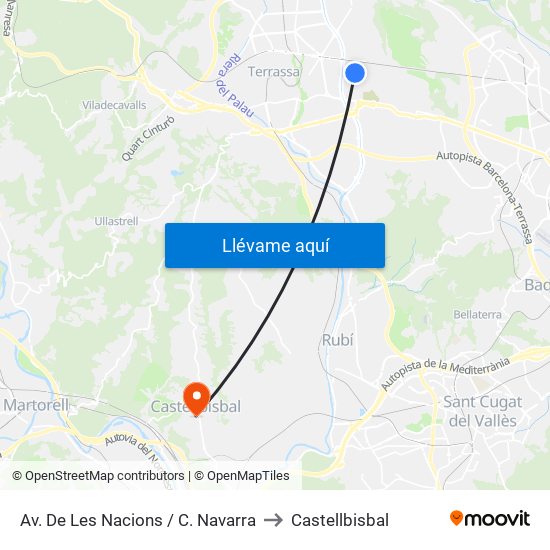 Av. De Les Nacions / C. Navarra to Castellbisbal map