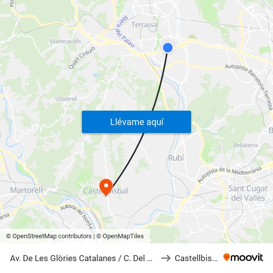 Av. De Les Glòries Catalanes / C. Del Bages to Castellbisbal map