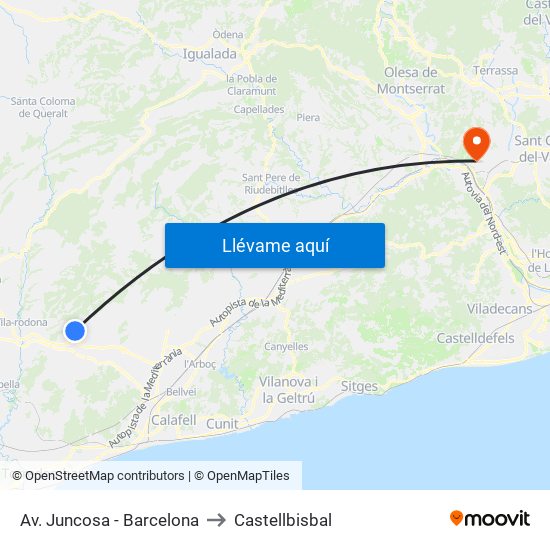 Av. Juncosa - Barcelona to Castellbisbal map