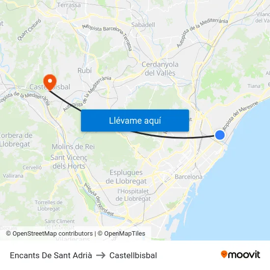 Encants De Sant Adrià to Castellbisbal map