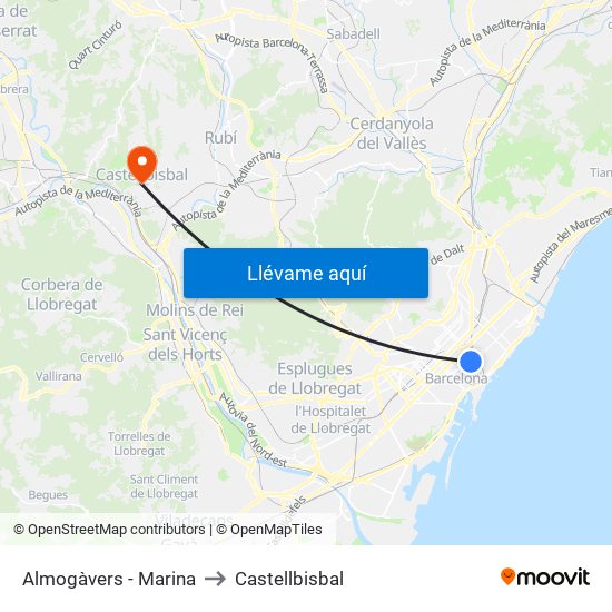 Almogàvers - Marina to Castellbisbal map