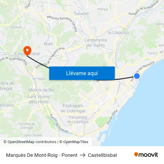 Marquès De Mont-Roig - Ponent to Castellbisbal map