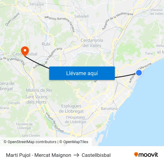 Martí Pujol - Mercat Maignon to Castellbisbal map
