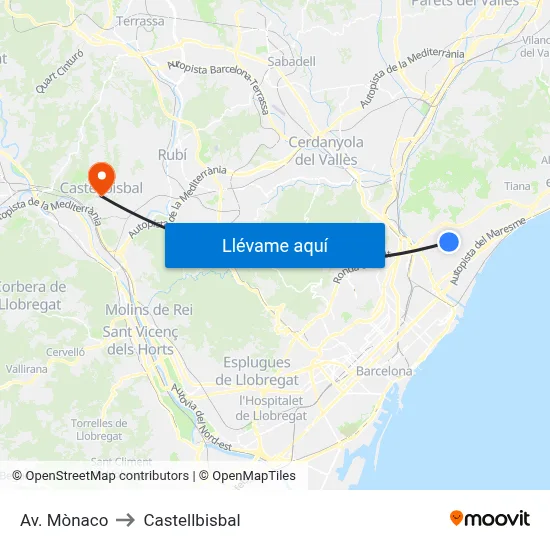 Av. Mònaco to Castellbisbal map