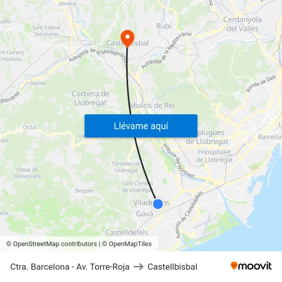Ctra. Barcelona - Av. Torre-Roja to Castellbisbal map