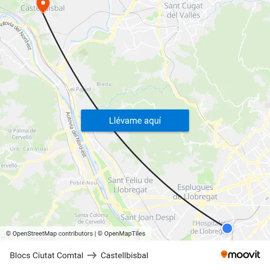 Blocs Ciutat Comtal to Castellbisbal map
