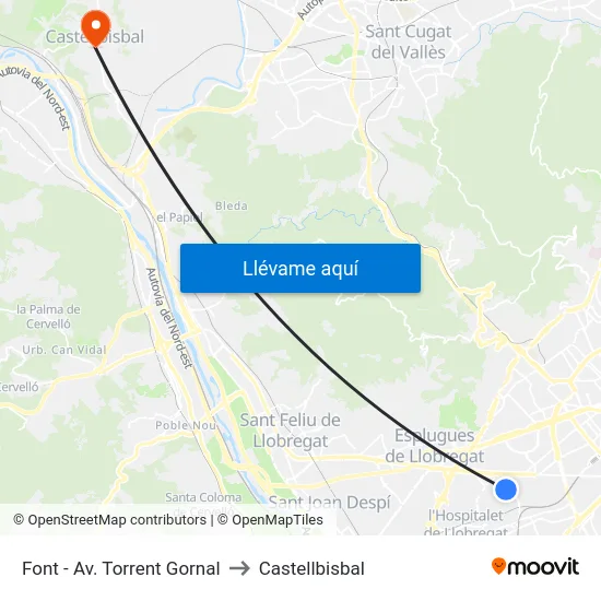 Font - Av. Torrent Gornal to Castellbisbal map