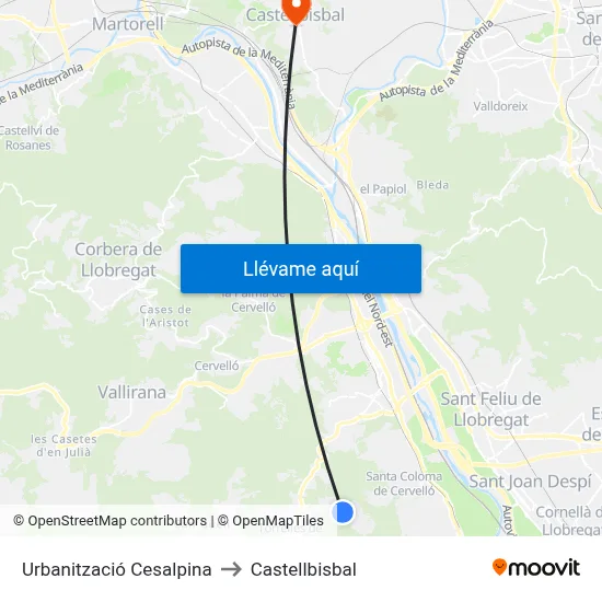 Urbanització Cesalpina to Castellbisbal map