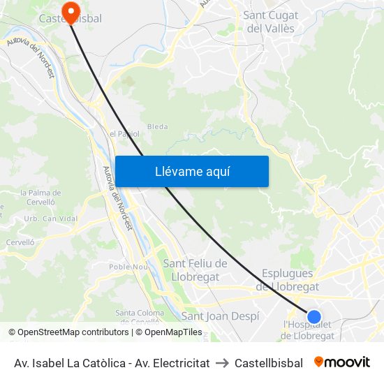 Av. Isabel La Catòlica - Av. Electricitat to Castellbisbal map