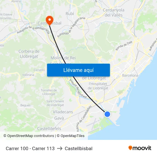 Carrer 100 - Carrer 113 to Castellbisbal map