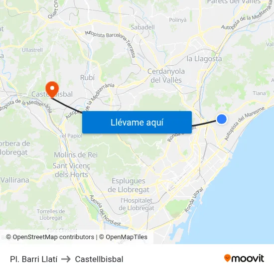 Pl. Barri Llatí to Castellbisbal map