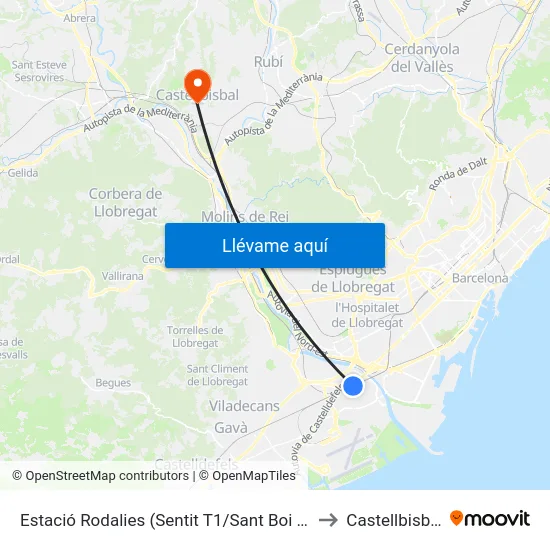 Estació Rodalies (Sentit T1/Sant Boi L.) to Castellbisbal map