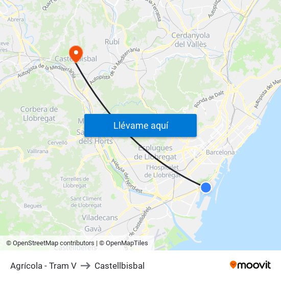 Agrícola - Tram V to Castellbisbal map