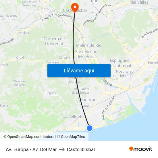 Av. Europa - Av. Del Mar to Castellbisbal map