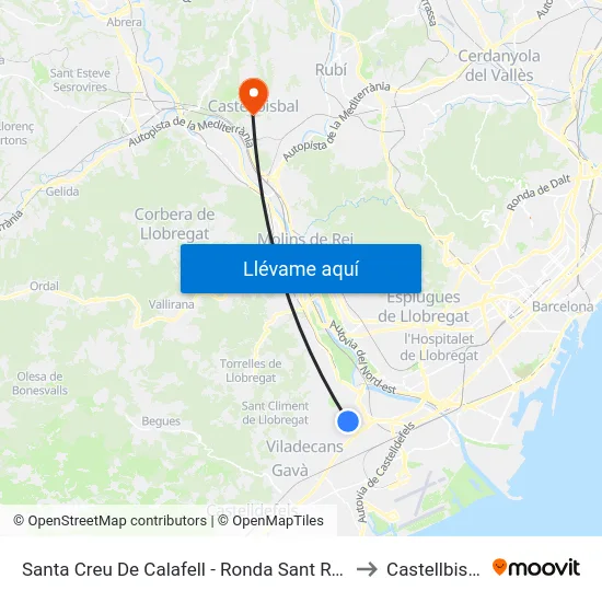 Santa Creu De Calafell - Ronda Sant Ramon to Castellbisbal map