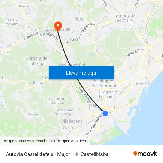 Autovia Castelldefels - Major to Castellbisbal map