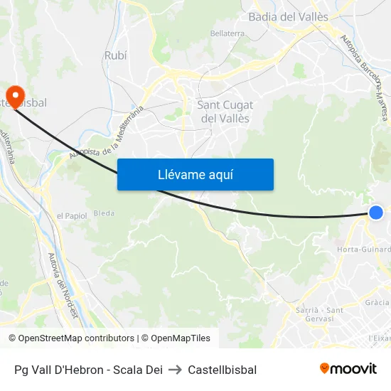 Pg Vall D'Hebron - Scala Dei to Castellbisbal map