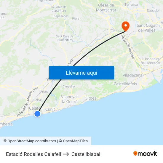 Estació Rodalies Calafell to Castellbisbal map