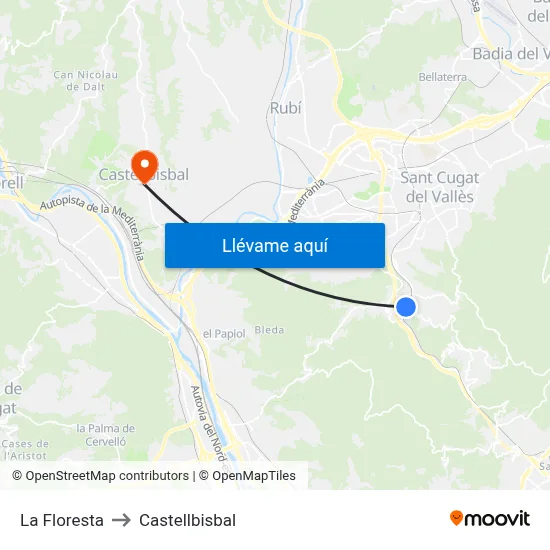 La Floresta to Castellbisbal map