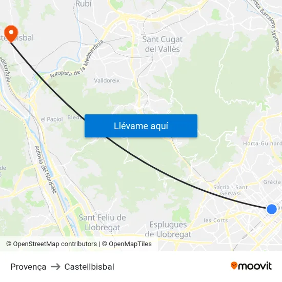 Provença to Castellbisbal map