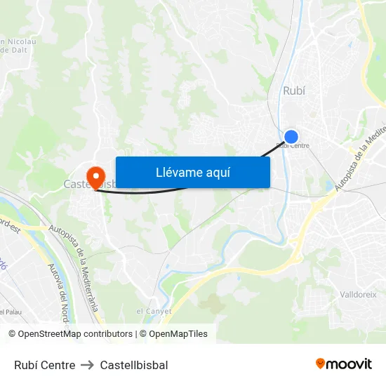 Rubí Centre to Castellbisbal map