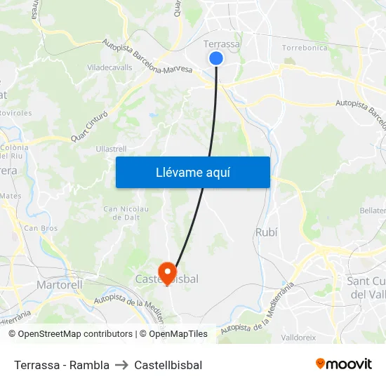 Terrassa - Rambla to Castellbisbal map