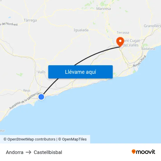Andorra to Castellbisbal map