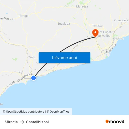 Miracle to Castellbisbal map
