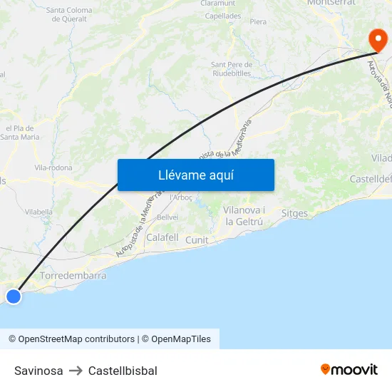 Savinosa to Castellbisbal map