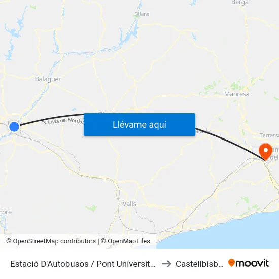 Estaciò D'Autobusos / Pont Universitiat to Castellbisbal map
