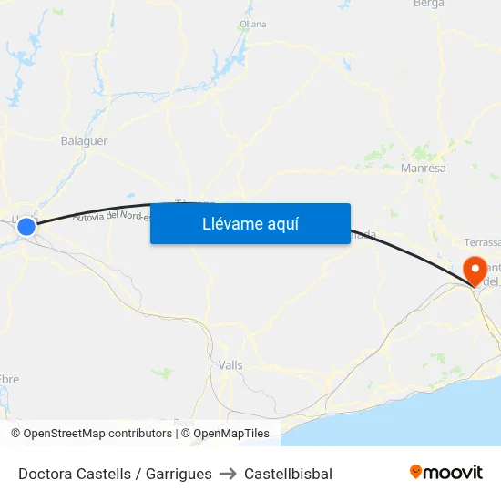 Doctora Castells / Garrigues to Castellbisbal map