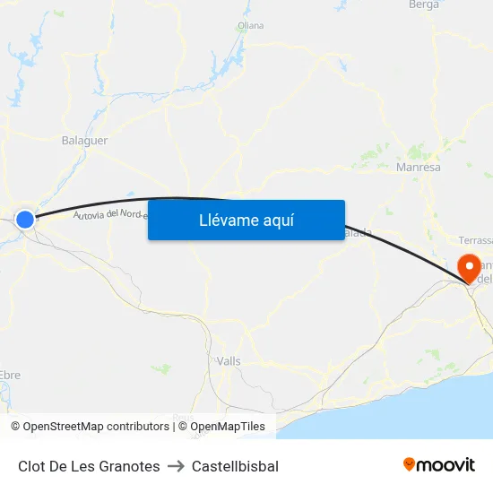 Clot De Les Granotes to Castellbisbal map