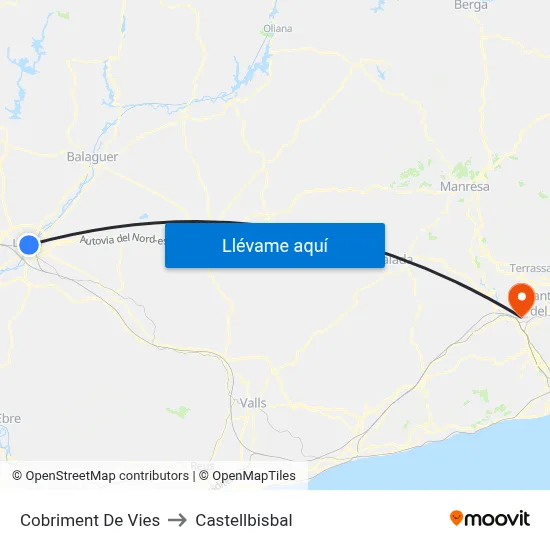 Cobriment De Vies to Castellbisbal map
