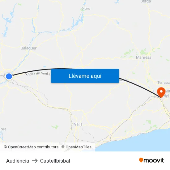 Audiència to Castellbisbal map