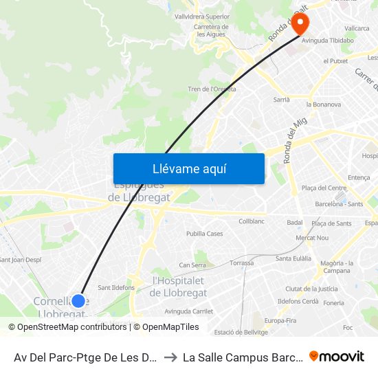 Av Del Parc-Ptge De Les Delícies to La Salle Campus Barcelona map